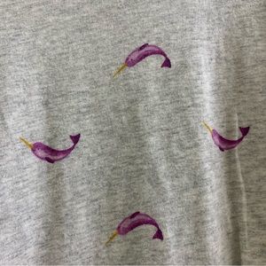 Narwhals Old Navy softest tee xxl 16 plus purple grey 100% cotton long sleeve t